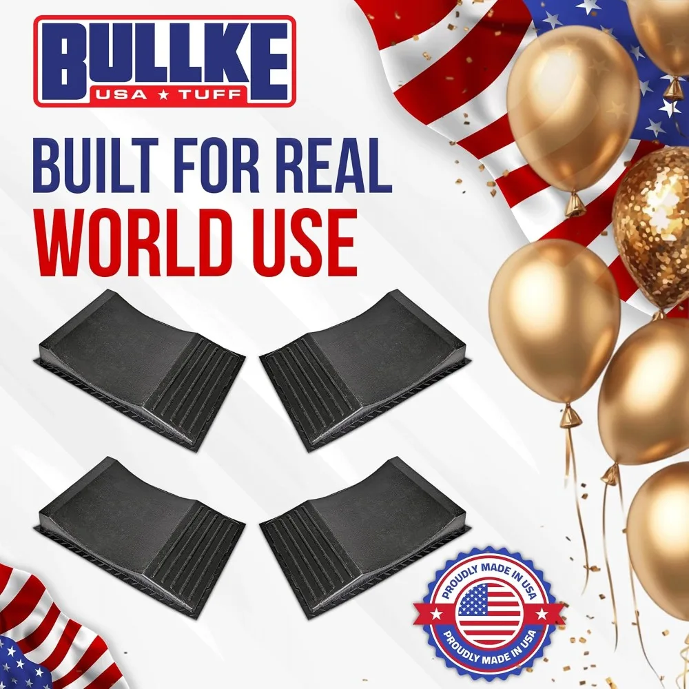 

Extra-Wide Heavy-Duty Flat-Free Tire Ramps - 10 Ton Capacity, Non-Slip HDPE, Set of 4
