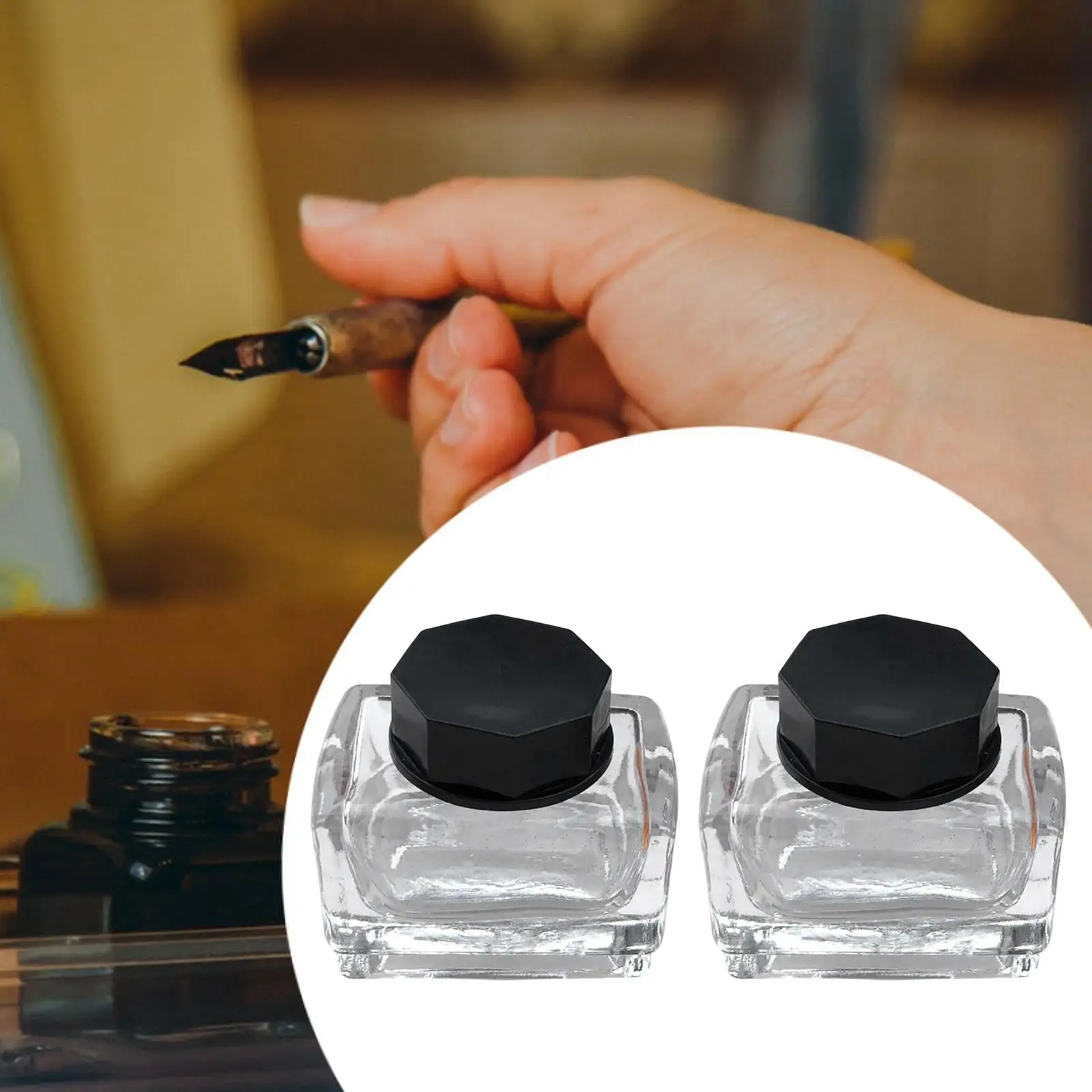 2x Glass Bottles Vials Clear Small Ink Refill Bottles for Projects DIY Ink