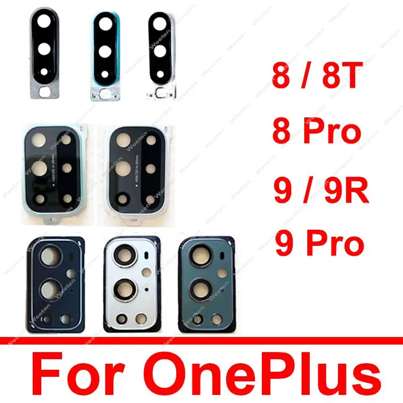 For Oneplus 1+ 8 9 Pro 8Pro 9Pro 8T 9R Rear Back Main Camera Lens Glass with Frame Holder Sticker Parts