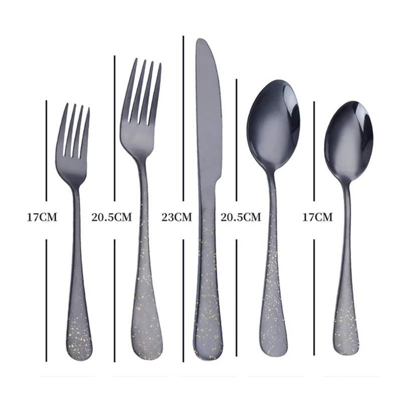 Black Steak Knife Fork Spoon Home Western Tableware Stainless Steel Cutlery Set Teaspoon Dessert Tools Kitchen Utensils