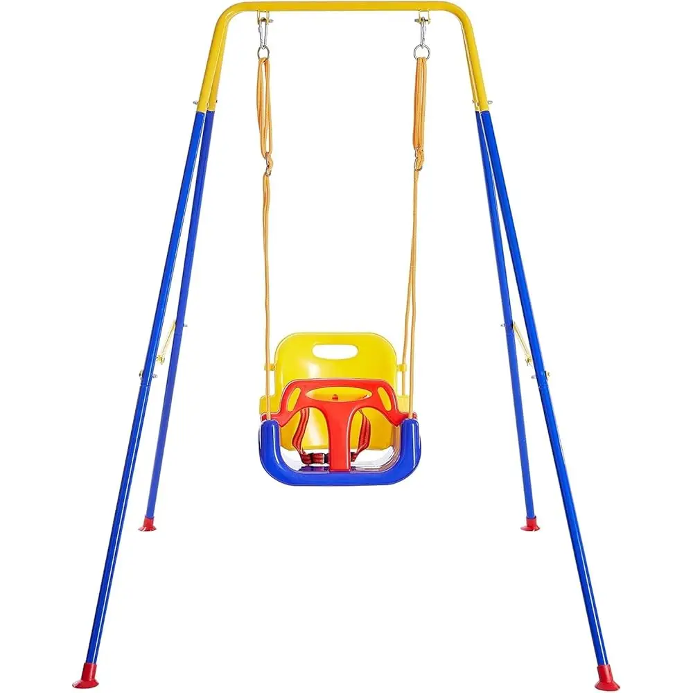 

3-In-1 Toddler Swing Set, Metal A-Frame Hammo Chair Stand, Foldable Baby Swing Frame, Easy To Assemble & Store, Indoor/Outdoor
