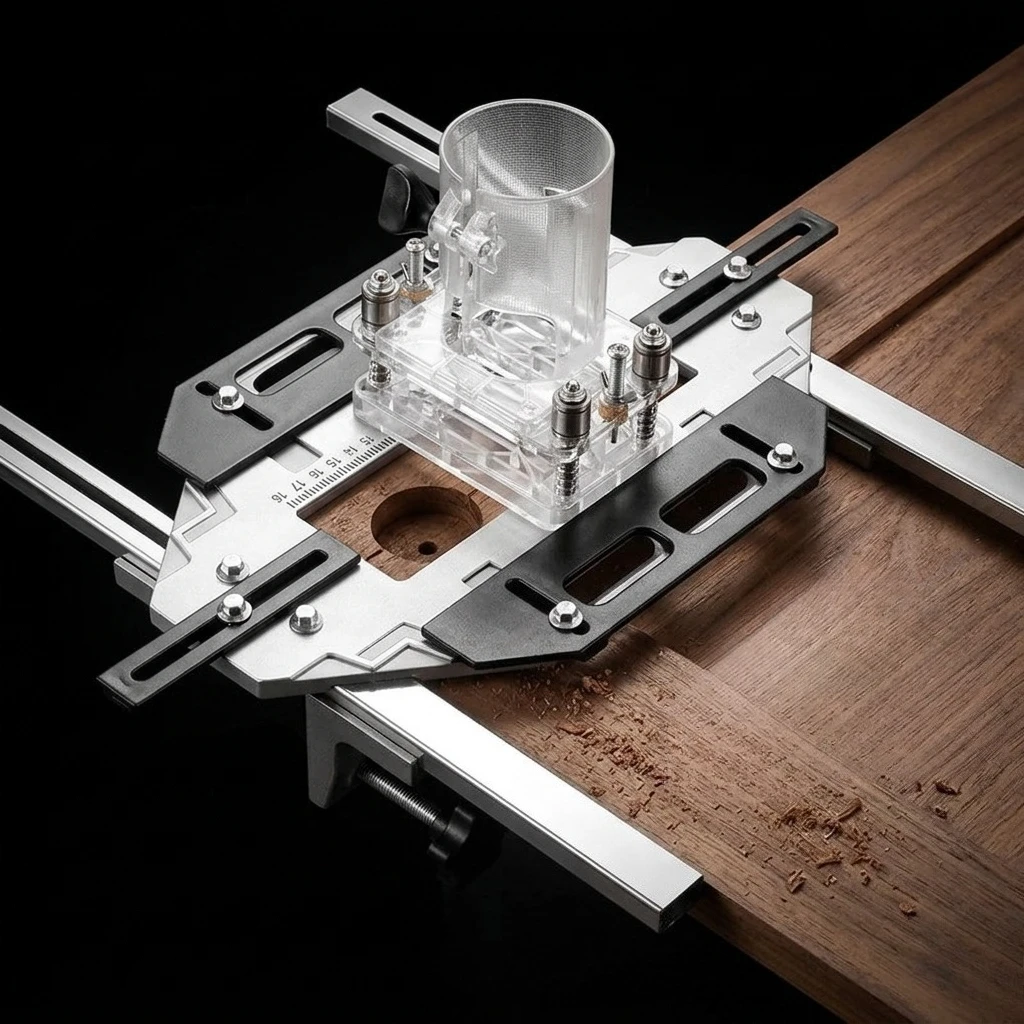 Wood Door Grooving Positioner Woodworking Hole Drilling Guide Locator Multifunctional Hinge Holes Punching Locator
