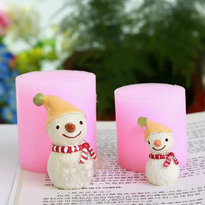 Silica Gel Christmas Snowman 3D Mold Silicone Baking Cakes Decorative Chocolate Mold Ice Cream Molud Candle Molds