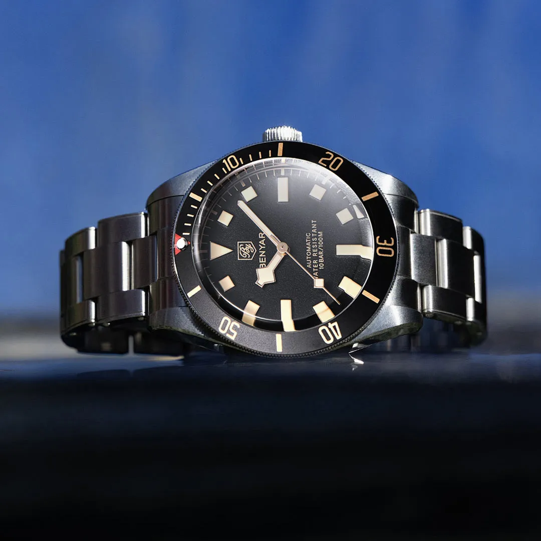 

Benyar 2025 Новые мужские часы Деловые механические автоматические роскошные часы для мужчин BB58 Водонепроницаемые наручные часы Светящийся браслет