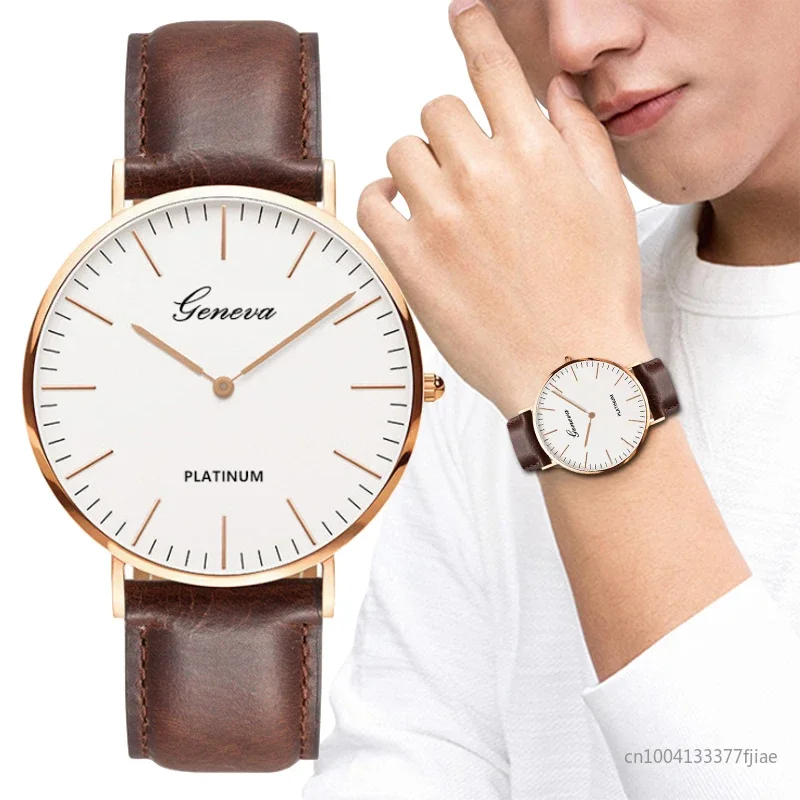 New Men\'s Watch Fashion Casual Ultra Thin Watches Simple Men Business Leather Quartz Wristwatch Clock Luxury Relogio Masculino