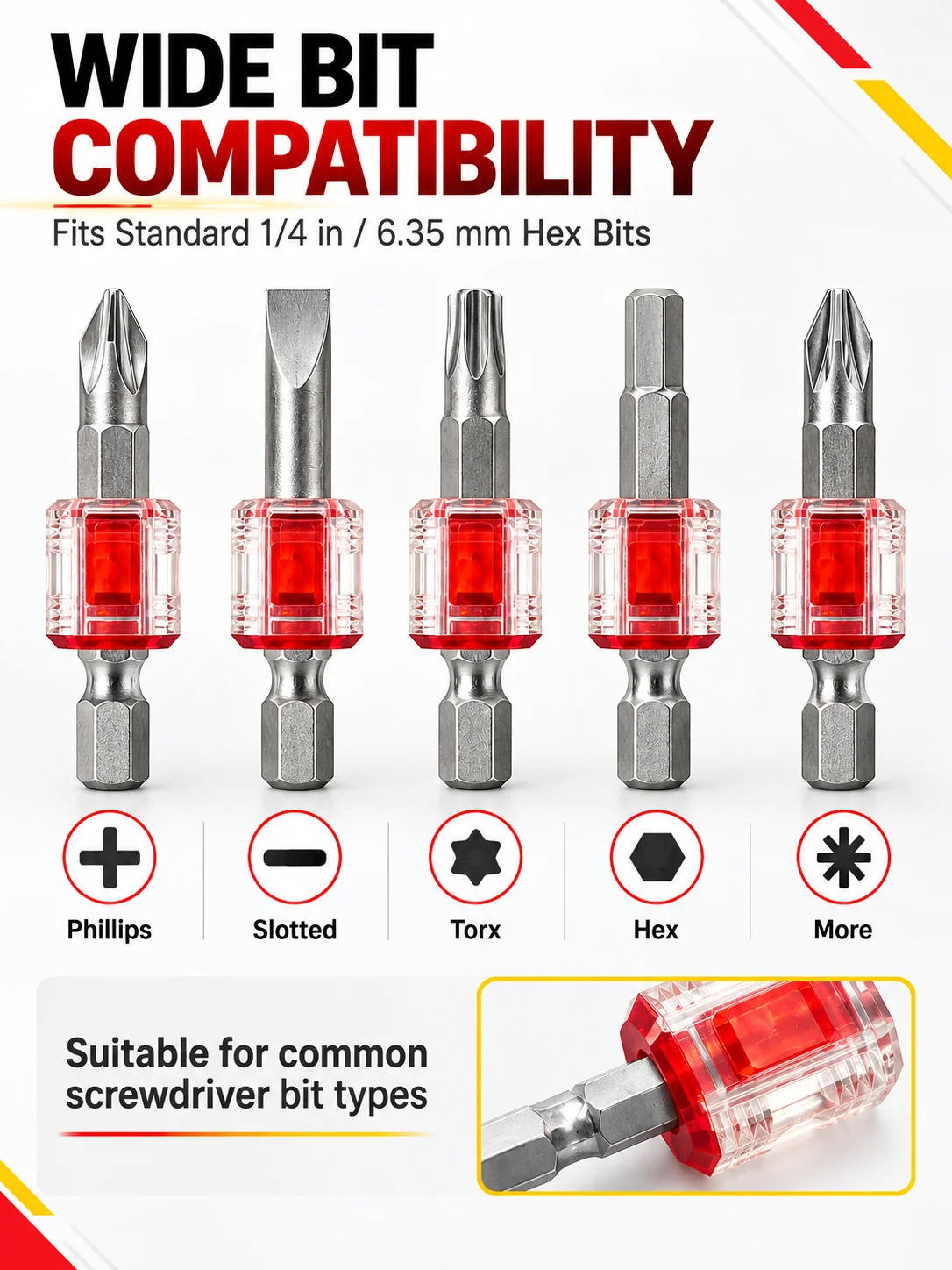 Magnetisier- und Entmagnetisierungswerkzeug, 1/4 Zoll 6,35 mm Magnetring für Schraubendreherbits, starker Magnetisierer für Elektrobohrerbits – Detail 4