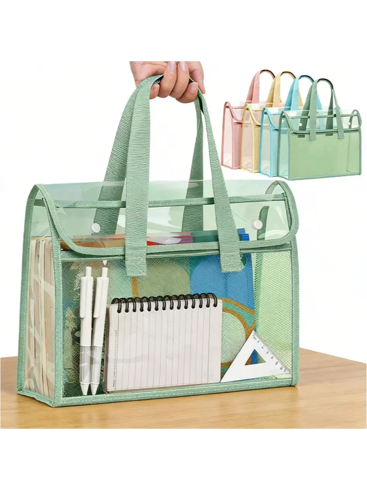 Large Capacity Waterproof Handheld Study Bag Elementary School Subject Test Paper Storage Bag Transparent Exam Bag