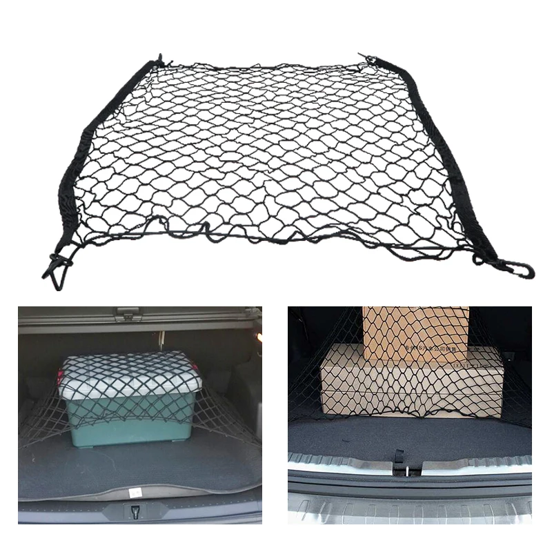 6 Size Car Boot Trunk Net Mesh Elastic Nylon Rear Back Cargo Trunk Storage Organizer Luggage Net Holder Car Accessories