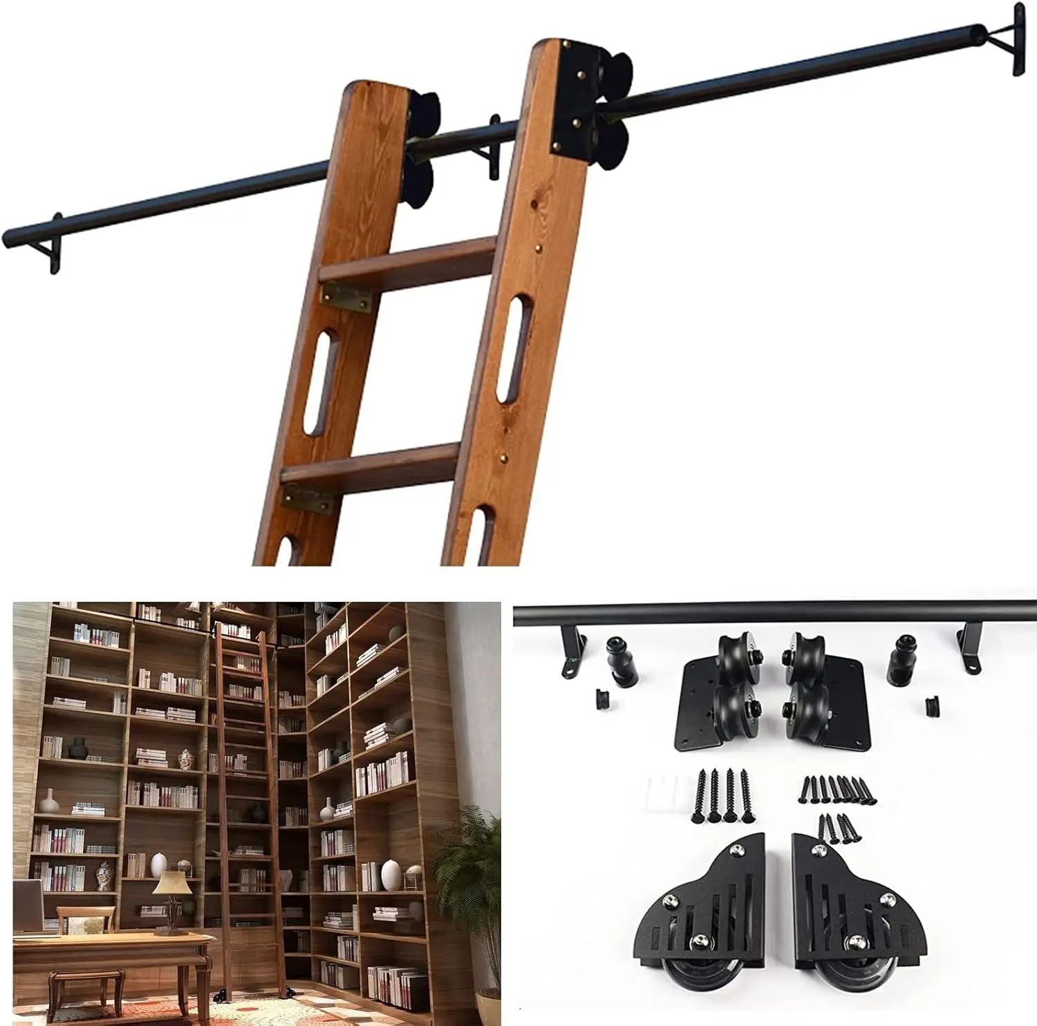 Sliding Barn Door Hardware Track Kit Track System, 3.3Ft-20Ft Sliding Ladder Library Full Set Hardware Rolling Track(No