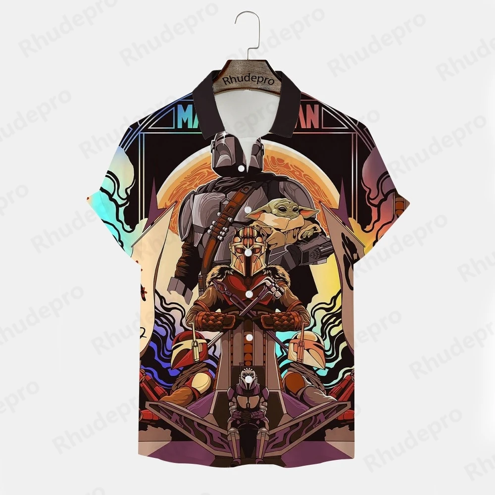 

2025 Collection Icon Hawaiian Shirt Men's Button Yoda Mandalorians Fashion Beach Short Sleeve Collar New Summer