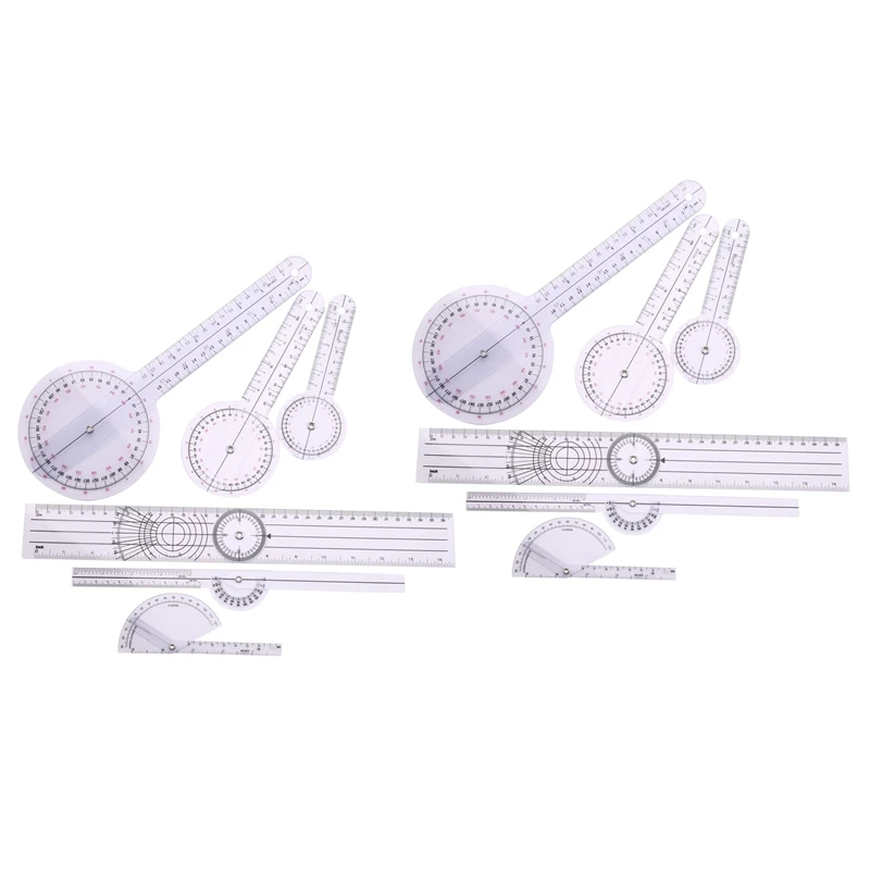 HOT SALE 12Pcs Spinal Ruler Spinal Finger Goniometer Protractors Multi-Ruler Angle 180/360 Degree Measuring Tool