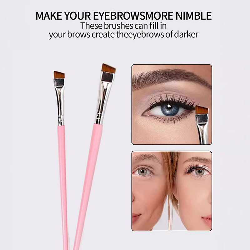 5 pçs conjunto de escova de maquiagem ultra-fina fundação sobrancelha delineador escova traceless veludo pó macio puff cabeça plana ferramenta de beleza