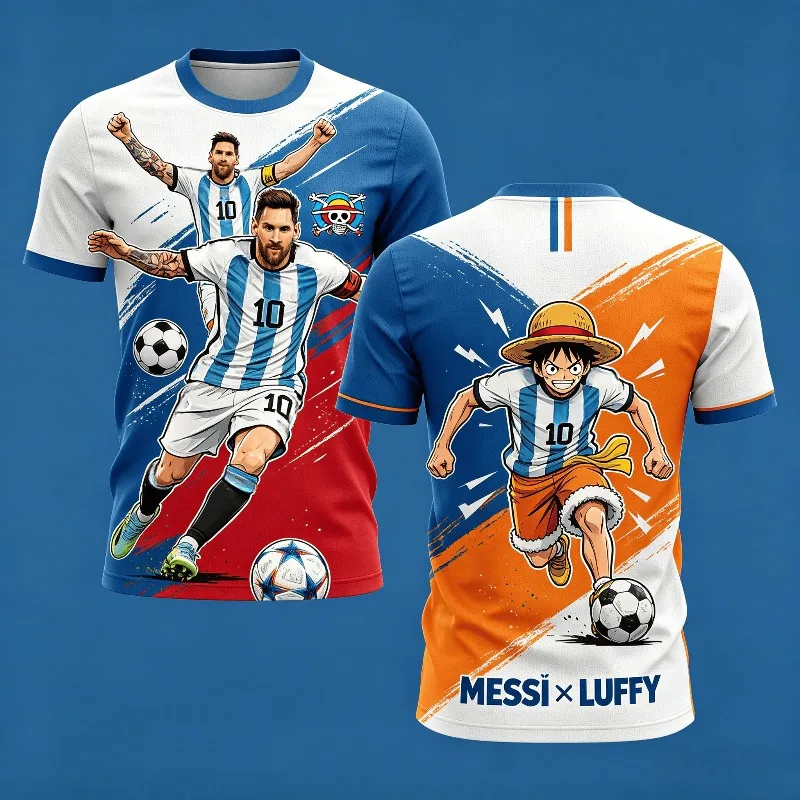 2026 Special Joint Edition One Piece and # 10 Messi Fashion Casual White Shirt Adult and Children Large Specialty Sports Shirt