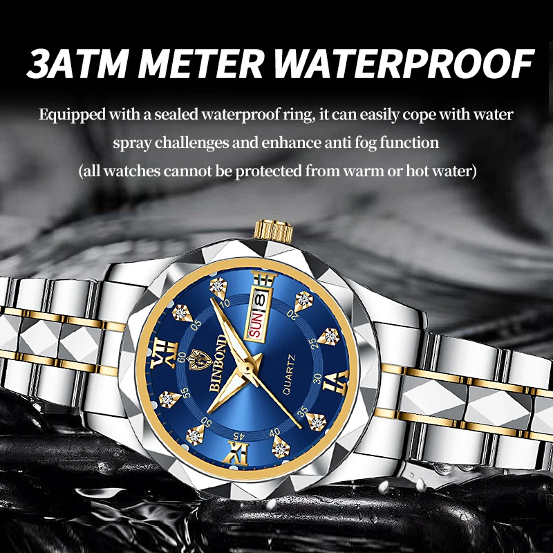 Fashion Woman Wristwatch Waterproof Luminous Chronograph Watch for Lady Stainless Steel Woman\'s Quartz Watches reloj hombre 2024