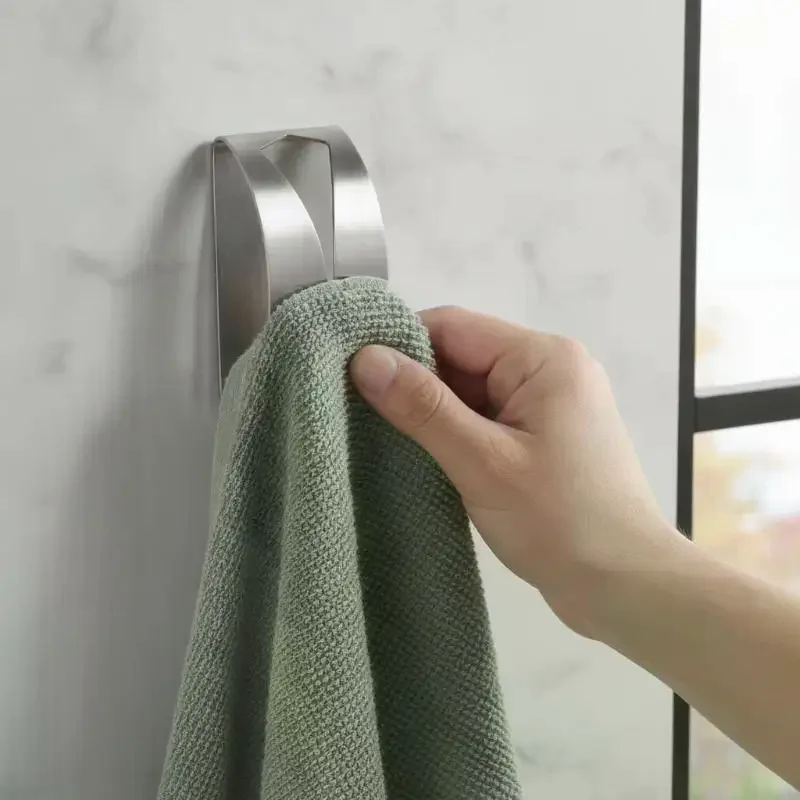 Self Adhesive Towel Rack, No Drill Wall Mount Towel Holder, Sticky Suction Cup Hanger For Bathroom Kitchen Hand Towel Storage