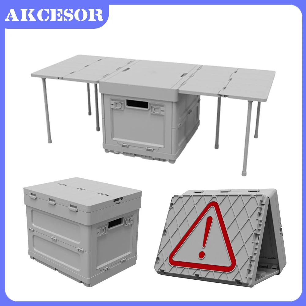 20L Car Storage Box Portable Folding Storage Camping Table Warning Sign Car Trunk Organizer for Picnic Fishing Home Party