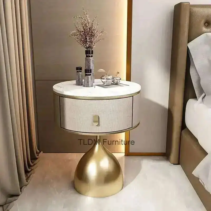 

Nordic, Light Luxury, Прикроватная тумбочка, Современный, Простой, Итальянский, Спальня, Круглая прикроватная тумбочка, Приставной столик
