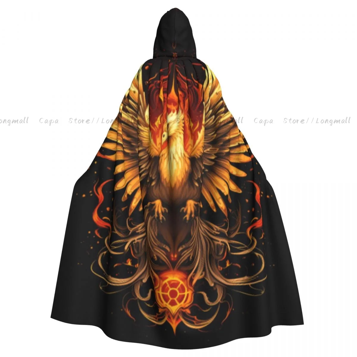 Majestic Phoenix Mythical Bird Cloak Hooded Cosplay Costume Halloween Adult Long Party Cape