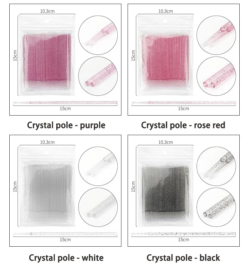 クリスタルまつげクリーニングブラシまつげエクステンションマイクロ綿棒まつげ除去マイクロブラシ美容メイクツール 1 バッグ