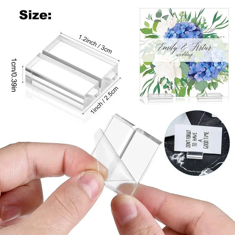 12Pcs 30*25*10mm Acrylic Stands Place Card Holders Table Number Desktop Clear Display Stand Transparent Sign Holder