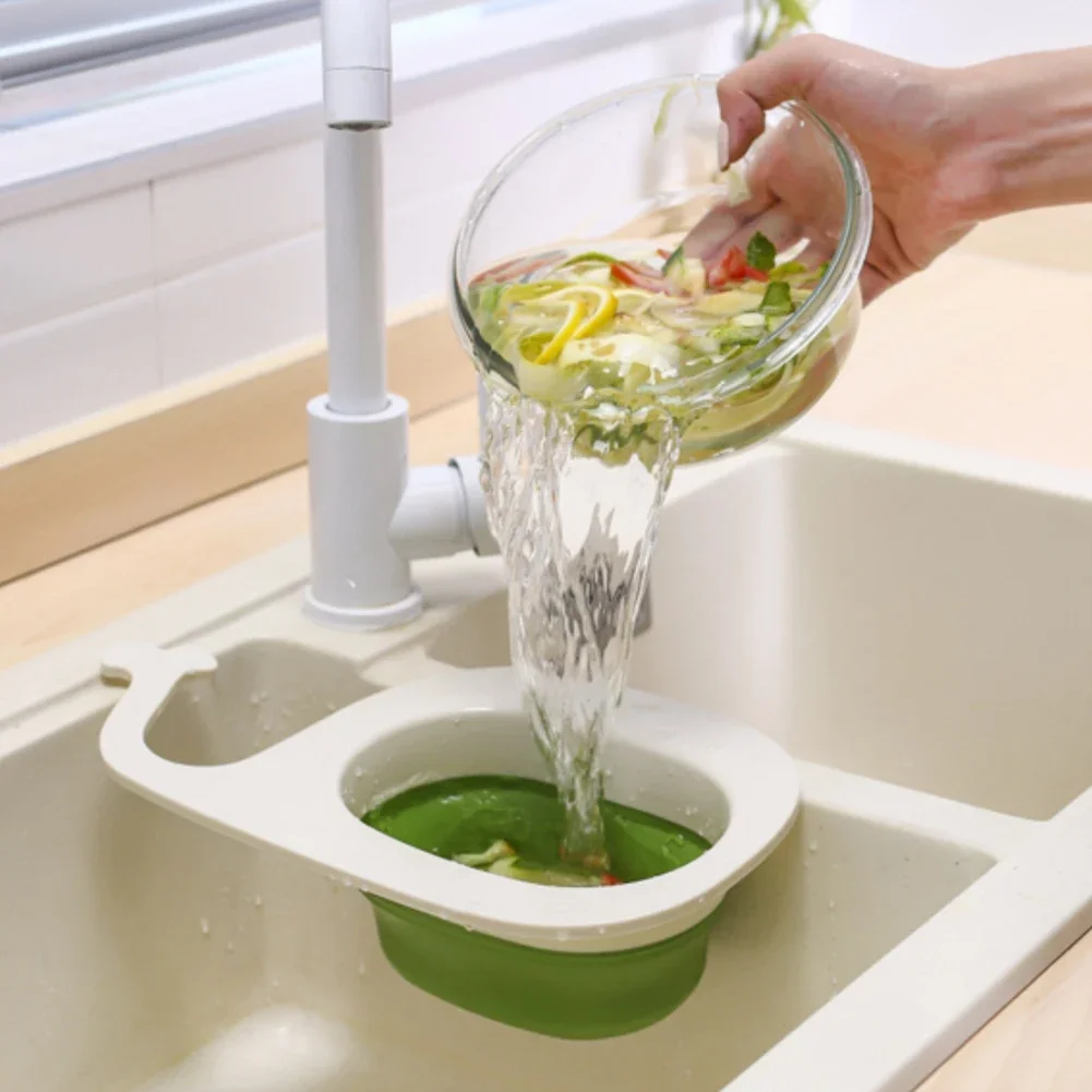 Drain Basket Sink Drain Basket Triangular Plastic Water Filter Rack Kitchen Storage Basket Vegetable Washing Basket