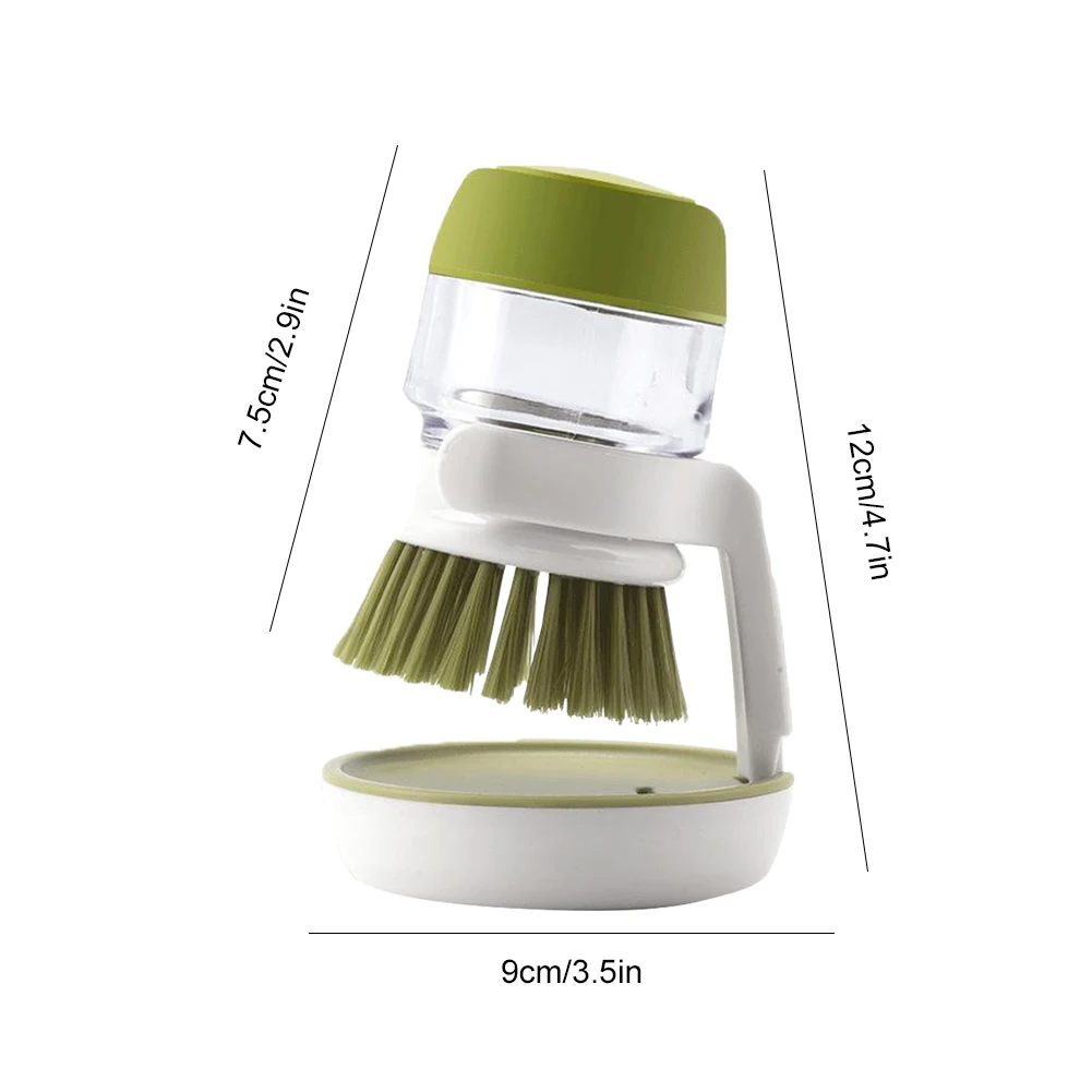 Kitchen Scrub Brush Multifunctional Press Cleaning Brush with Soap Dispenser Dish Scrubber Washing Up Brush for Sink Pots Pans