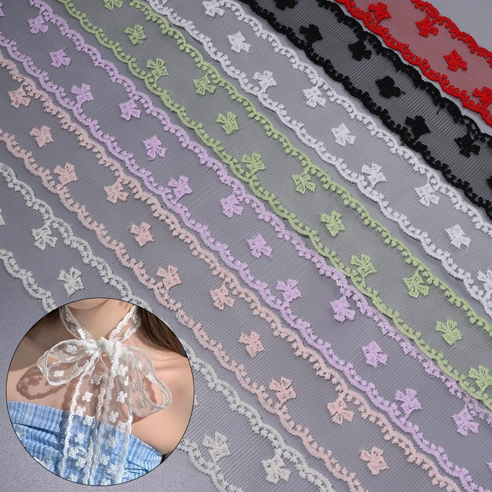 5 Yards/Los 4 cm Schleifenblumen-Spitzenstickerei-Bänder mit gewelltem Rand, Spitzenbänder für DIY-Kopfschmuck, Schleifen, Bastelarbeiten, Nähen und Kleidungsdekoration – Detail 3