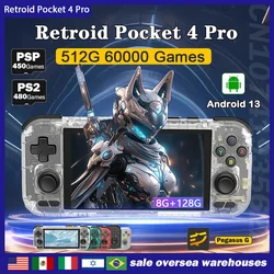 Retroid-consola de juegos portátil Pocket 4Pro, dispositivo con pantalla táctil de 4,7 pulgadas, RAM, 8GB, WiFi, Bluetooth 6,0, 3D, Hall Sticks, PSP, PS2, novedad