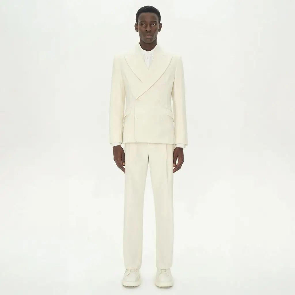 

Elegant 2 Piece Suit Set for Men Regular Fit Suit Double-Breasted Blazer Banquet Dinner Party Fashion Suit Customize