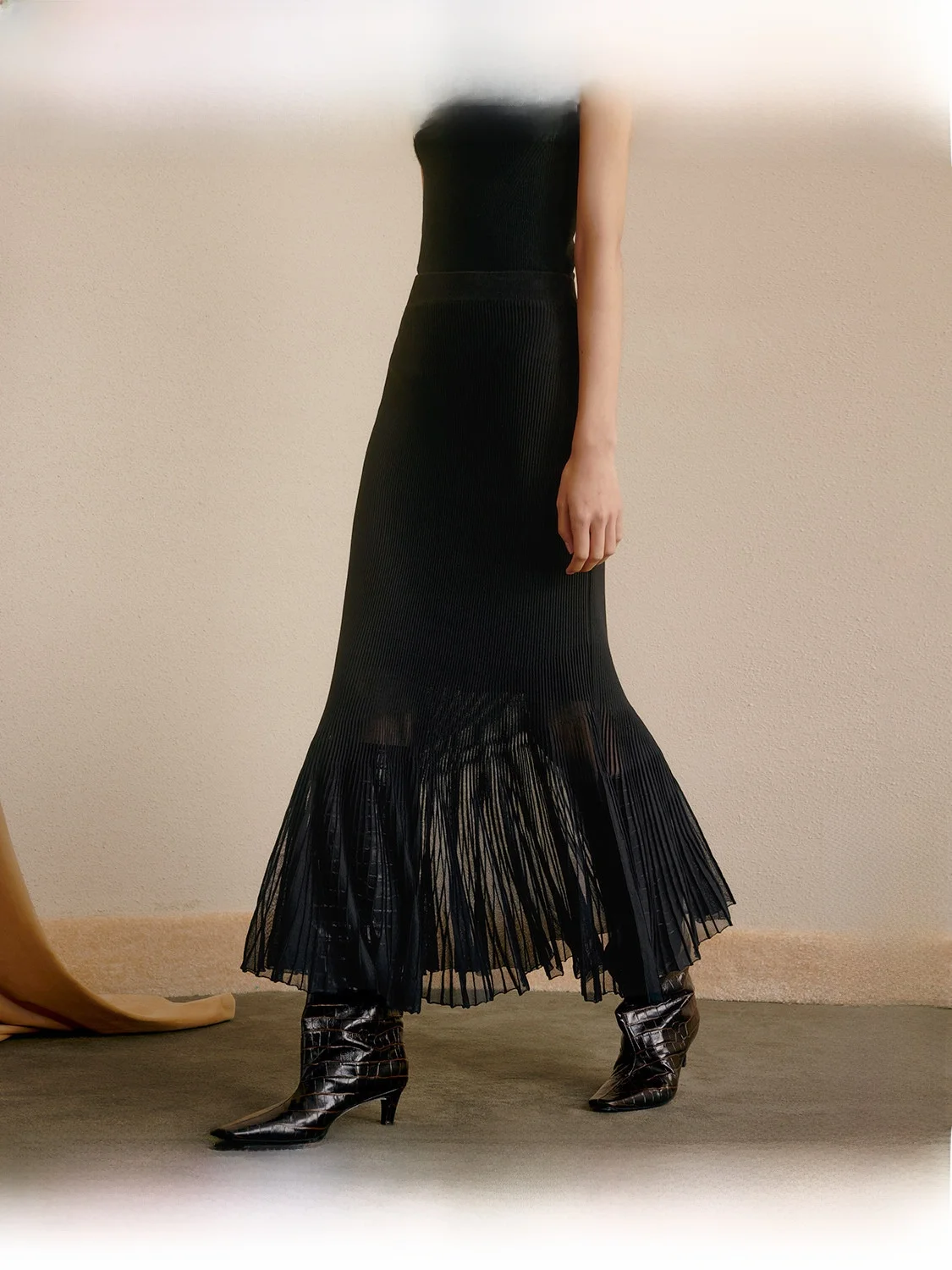 

Вязаная юбка-рыбка ZhiZhi с завышенной талией, из смесового хлопка, длинная, элегантный стиль, женская осенняя мода, средней длины