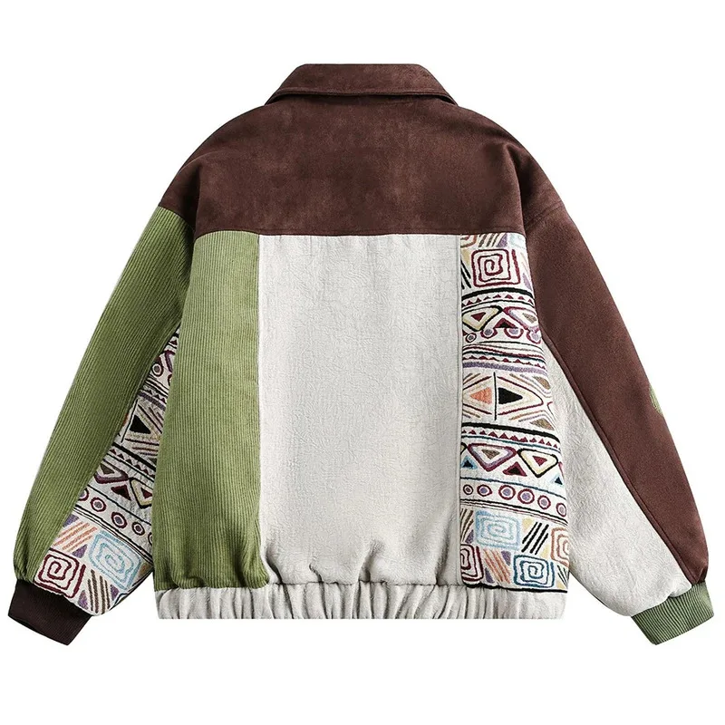 【Mirrordust】Men Winter Thicken Warm Parkas Coats Vintage Patchwork Padded casual Streetwear Harajuku Hip Hop Oversized Jackets