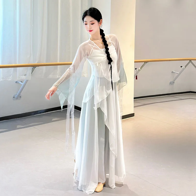 Costumi di danza classica, danza elegante, abiti di garza simili a una fata, ritmo del corpo cinese, Hanfu, abiti da allenamento, spettacoli