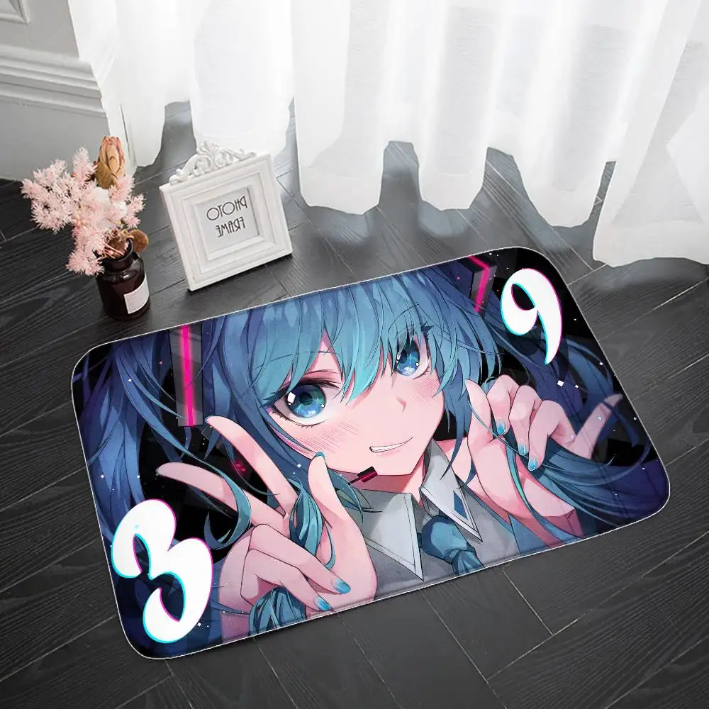

Anime M-MIKU Floor Mat Entrance Doormat Bath Mats Non-slip Mat Carpets Carpet Entrance Of House Custom Kitchen Foot Mat Cute Rug