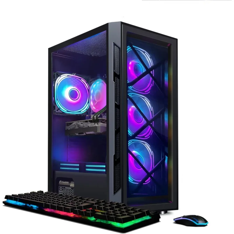 Gaming PC Computer Desktop,  Core i7 8th Gen up to 4.1G, Radeon RX 5700 8G, 32GB DDR4, 1TB SSD, WiFi 6, BT 5.2, R