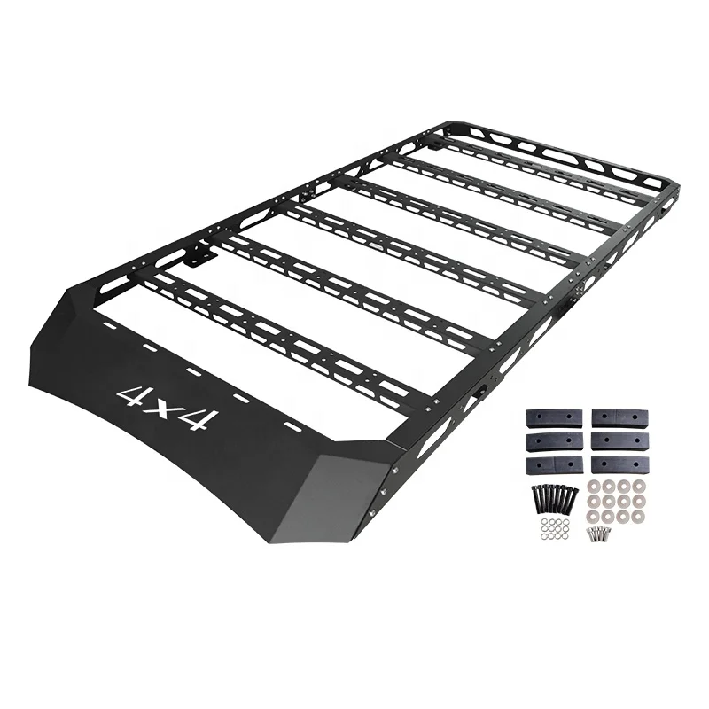 For Roof Rack Basket Car Cargo Carrier Rooftop Luggage Holder with Extension Black for Toyota LC250 Prado