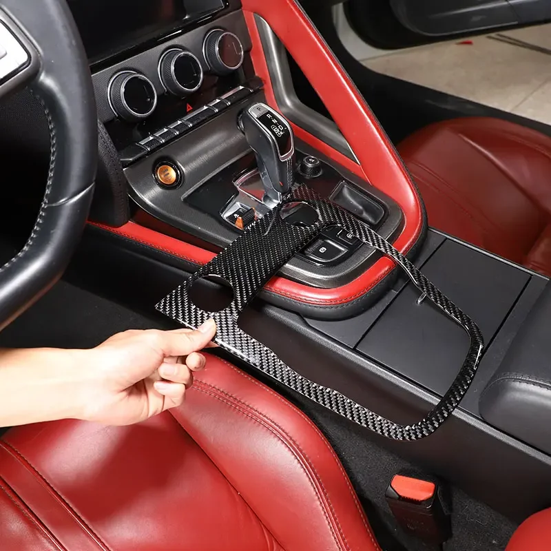 

For Jaguar F-TYPE 2013-2022 Soft Carbon Fiber Car Central Control Gear Panel Frame Cover Trim Sticker Car Accessories