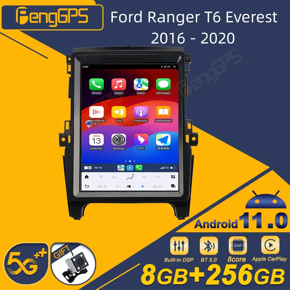 Para Ford Ranger T6 Everest 2016 - 2020 Android Radio de coche receptor estéreo Carplay inalámbrico Autoradio reproductor Multimedia GPS Navi