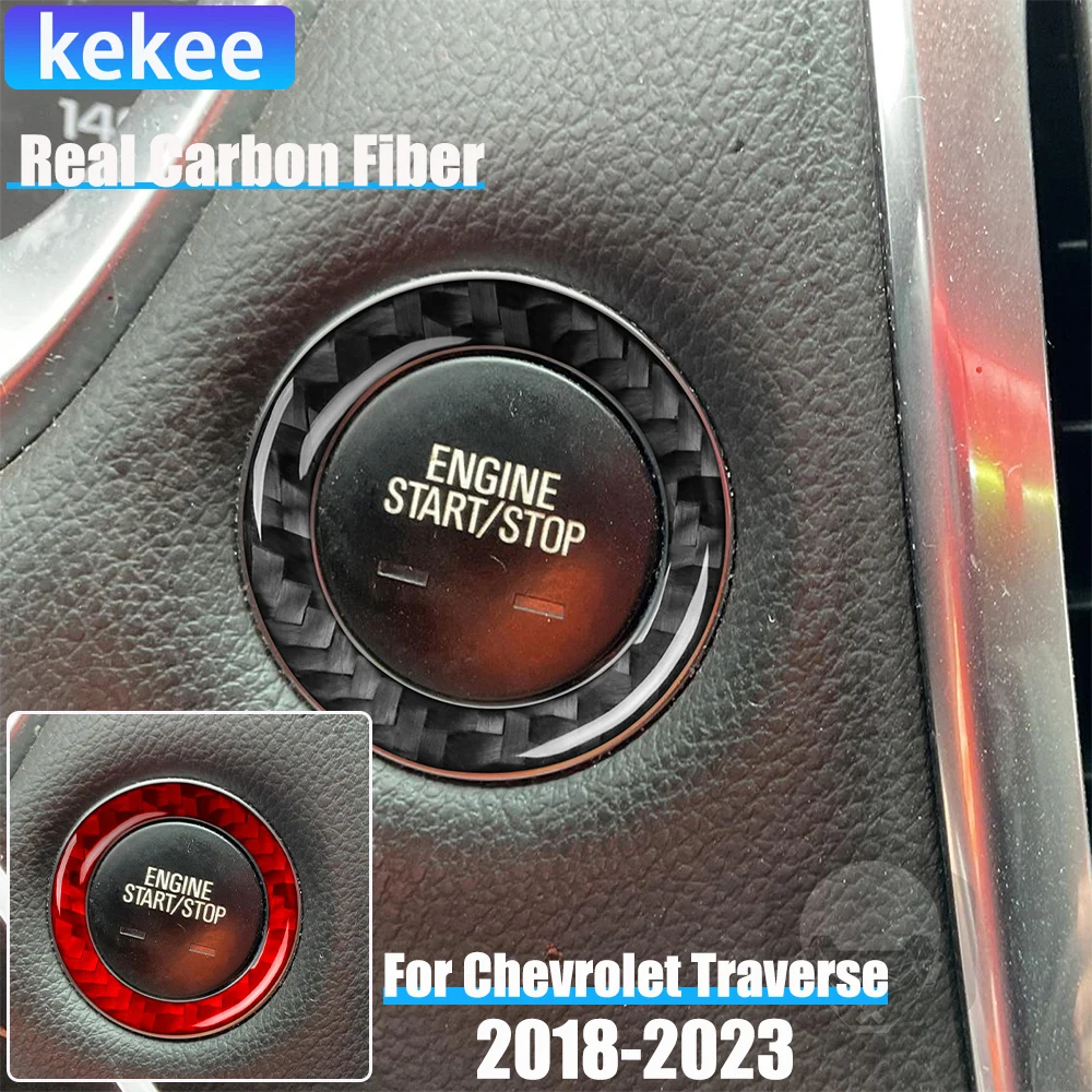 

Real Carbon Fiber Car Accessories Engine Start Cover Soft Sticker For Chevrolet Traverse RS LT 2018 2019 2020 2021 2022 2023