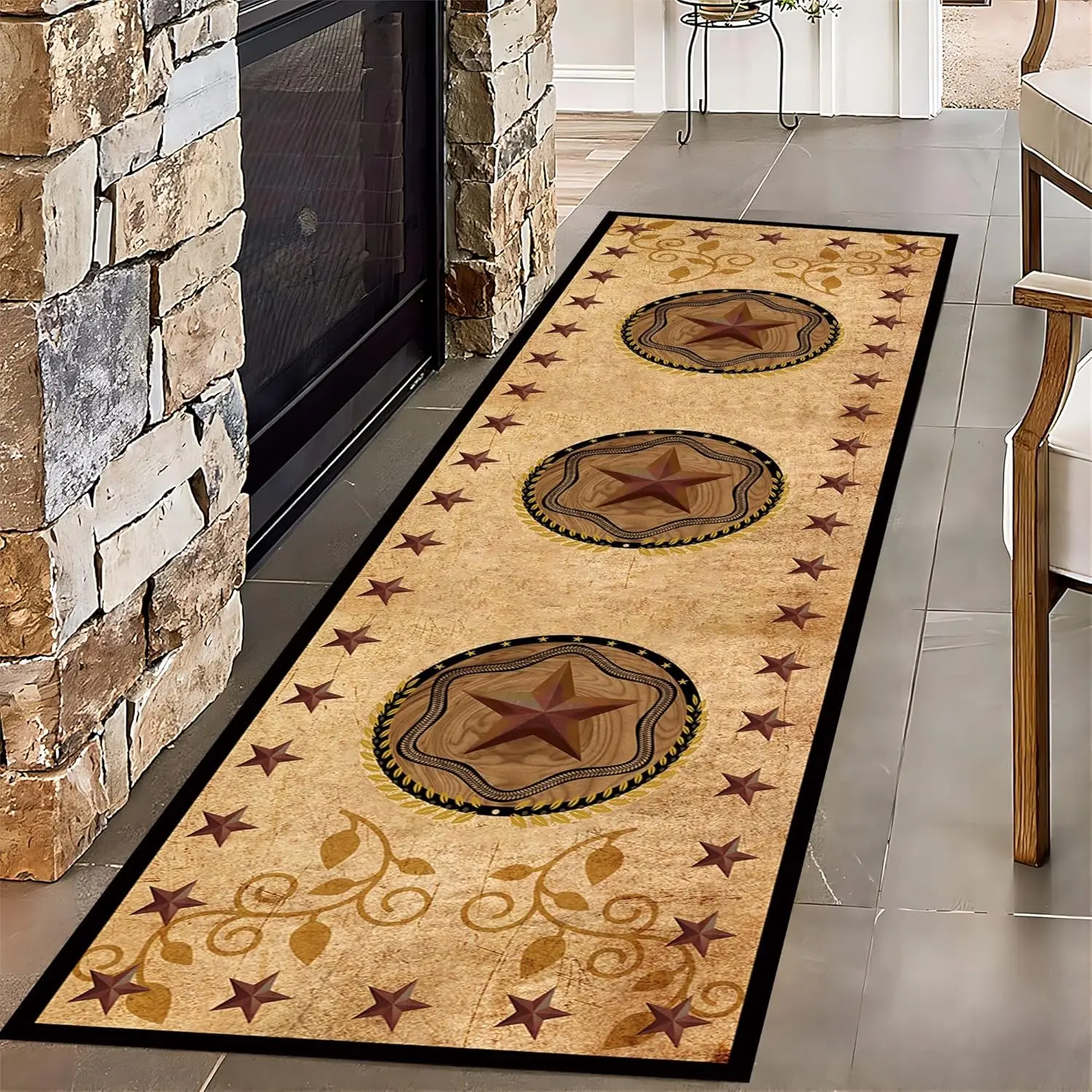 Green Stream Stone Path 3D Runner Rug Nature Inspired Design Indoor Floor Mat For Hallway Entryway Living Room Home Decor