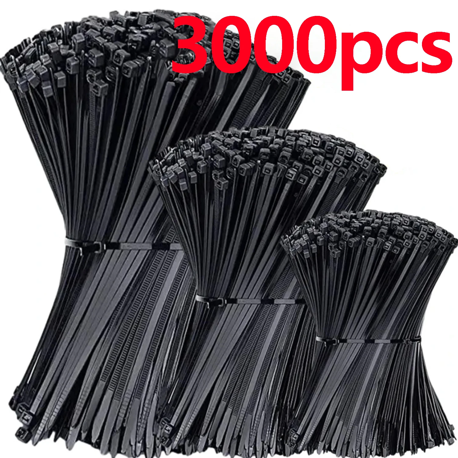 2000/100Pcs Heavy Duty Self Locking Nylon Cable Ties Black Anti Slip Plastic Wire Straps Cord Fastener Organizer for Home Garden