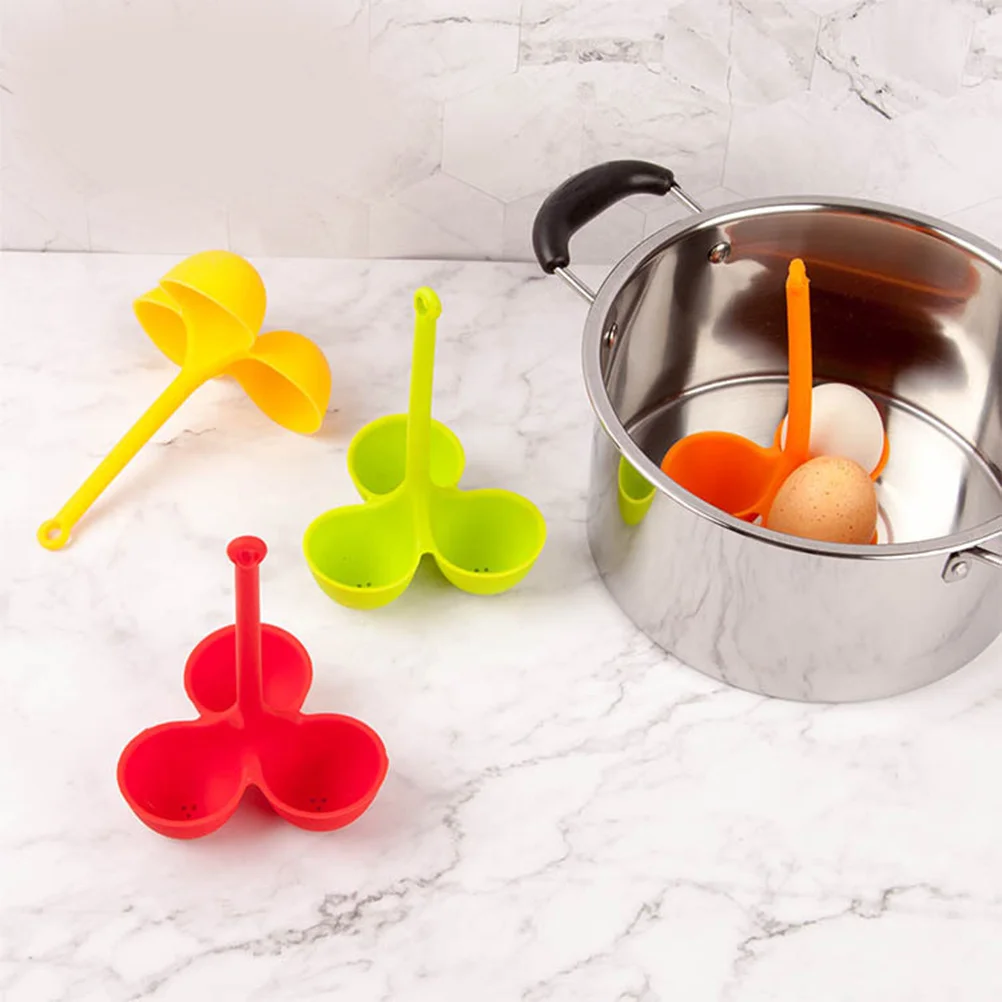 

3 pcs Three Grid Silicone Egg Holder For Boiled Eggs, Microwave Safe Egg Steamer Poacher Rack, Kitchen Utensil Cooking Tool
