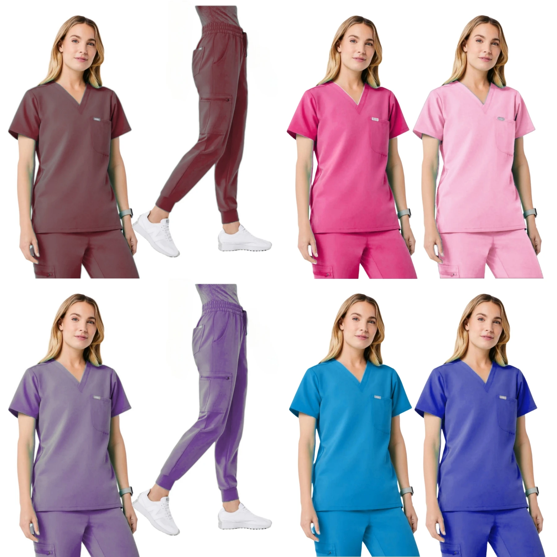 Scrub clinici all'ingrosso multicolore Set uniformi Estetista Lab Abbigliamento da lavoro Tasca Infermiera medica Uniformi infermieristiche Abiti da lavoro veterinari