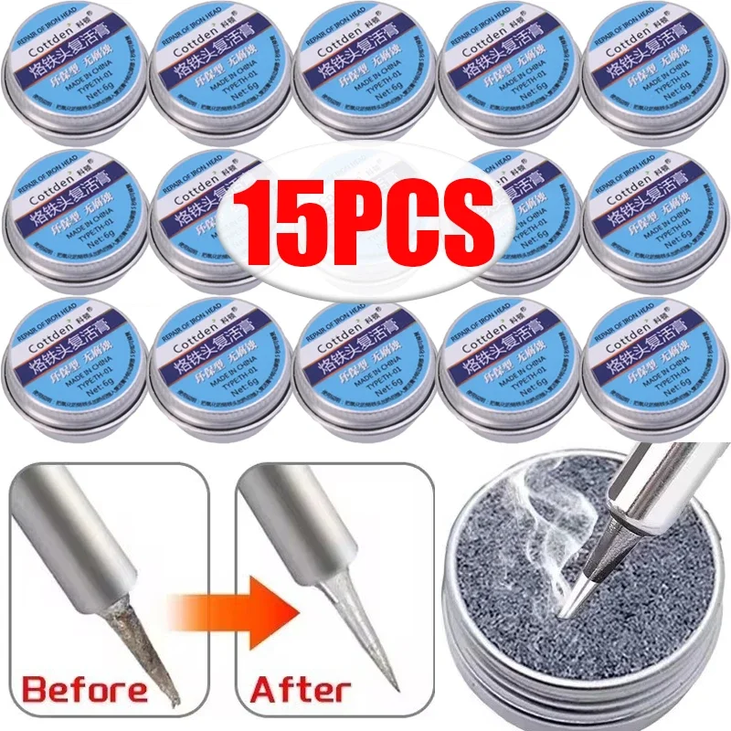 15/1Pc Soldering Iron Tip Refresher Nonstick Tin Solder Cream Clean Paste for Oxide Head Resurrection Oxidative Activator Repair