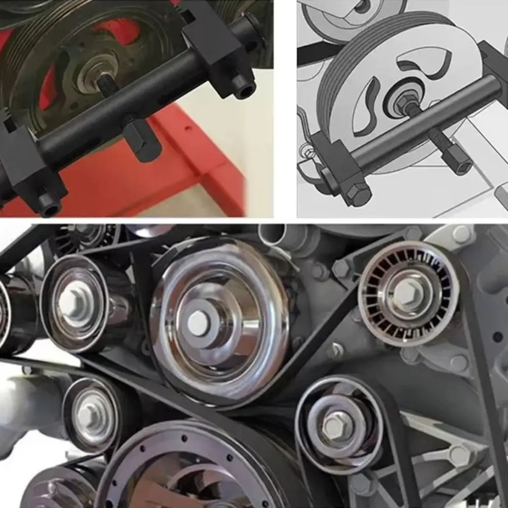 40-165mm Drive Pulley Puller Labor-saving Anti-slip Ribbed Pulley Puller Threaded Universal Belt Pulley Removal Tool