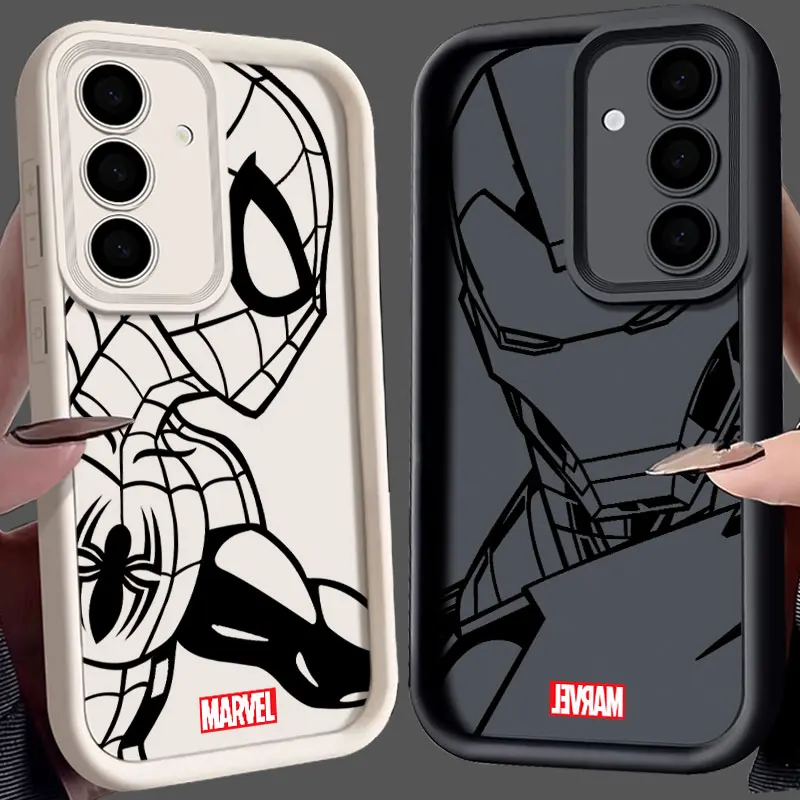 Marvel Heroes Ironman Spiderman Phone Case For Samsung S25 S24 S23 Ultra 5G S22 S20 Plus S21 FE Case Galaxy S25Ultra S24FE Funda