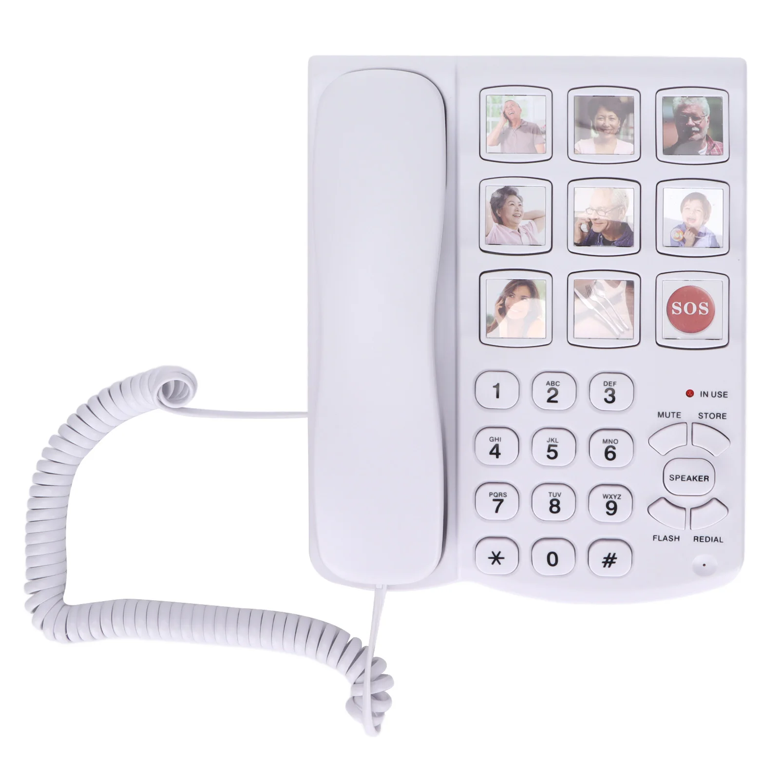 Big Button Picture Corded Landline Phone Amplified Photo Memory Corded Landline for Seniors Elderly Dementia Sufferers