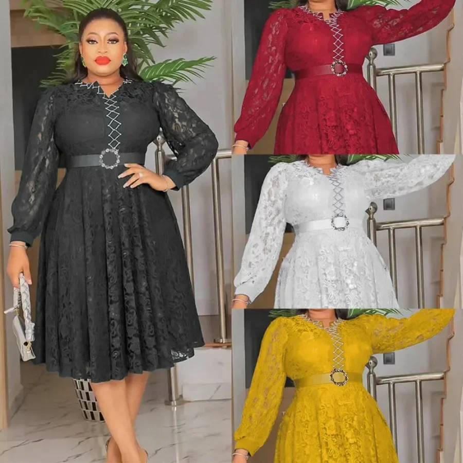 African Dresses for Women Plus Size Elegant Turkey Wedding Party Long Dress Dashiki Ankara Lace Outfits Robe Africa Clothing