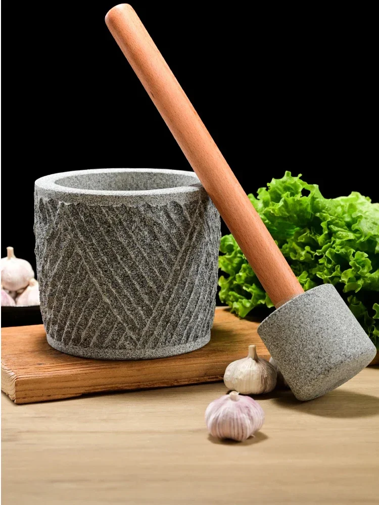 Household grinder stone mortar large hand garlic pounder stone garlic mortar