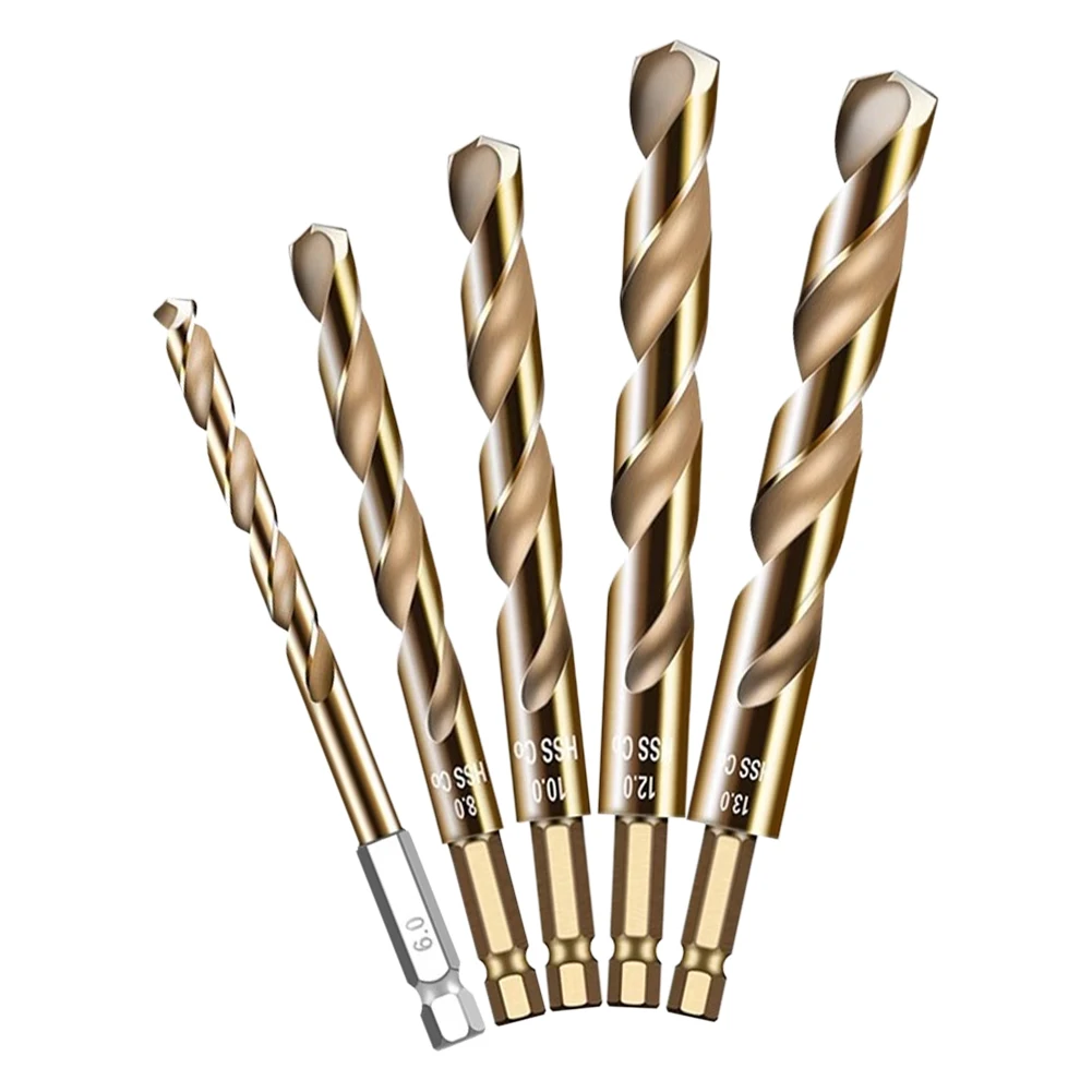 

Coated Drill Bits HSS Drill Bit Set DIY Projects 5 Piece Drill Bit Set Fast Penetration Drill Bits For Plastic