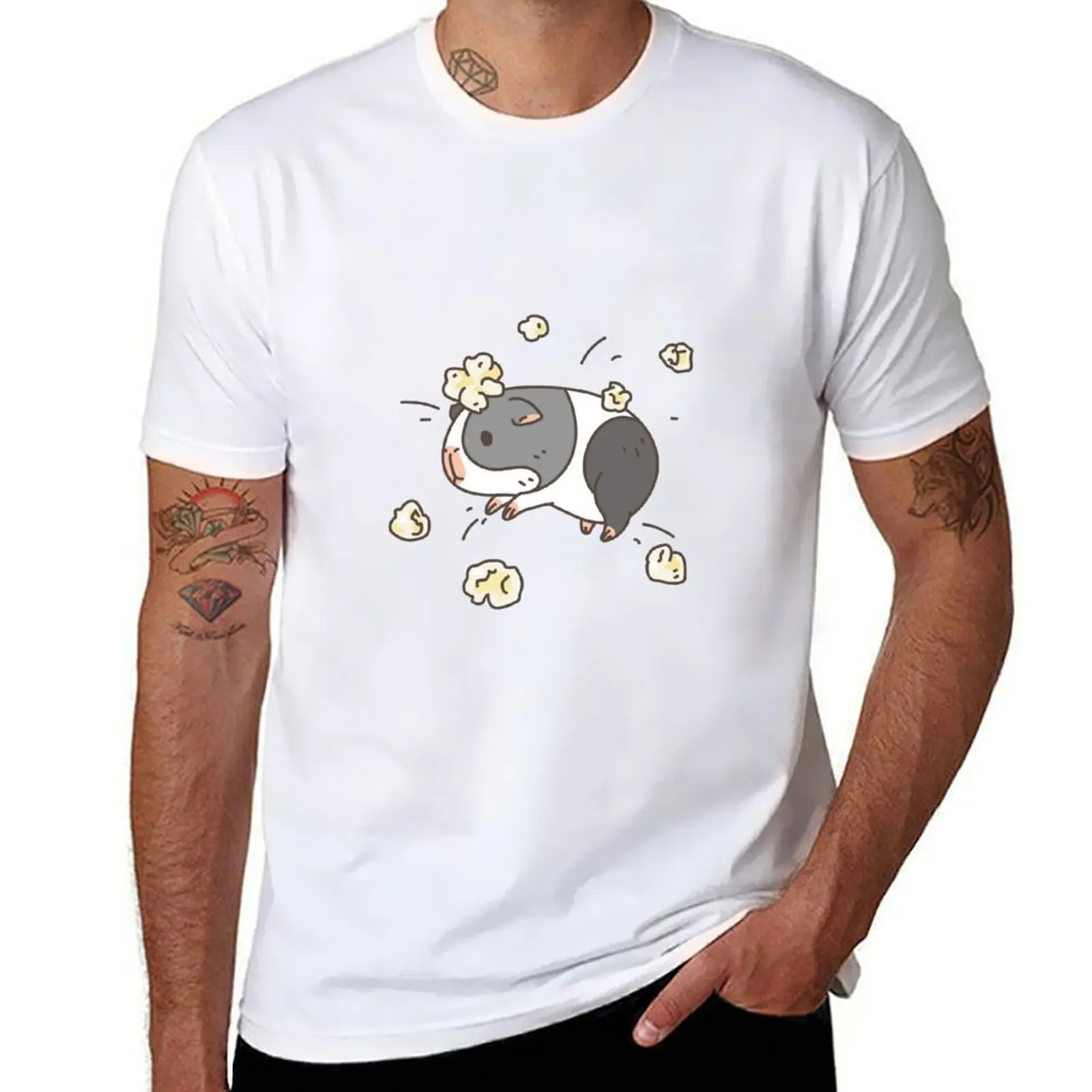 Camisa de lujo, camisas de cerdo de anime, camisetas de algodón para hombre, patrón de camiseta para hombre, camiseta de palomitas de algodón de marca para hombre 100% para Guinea suave